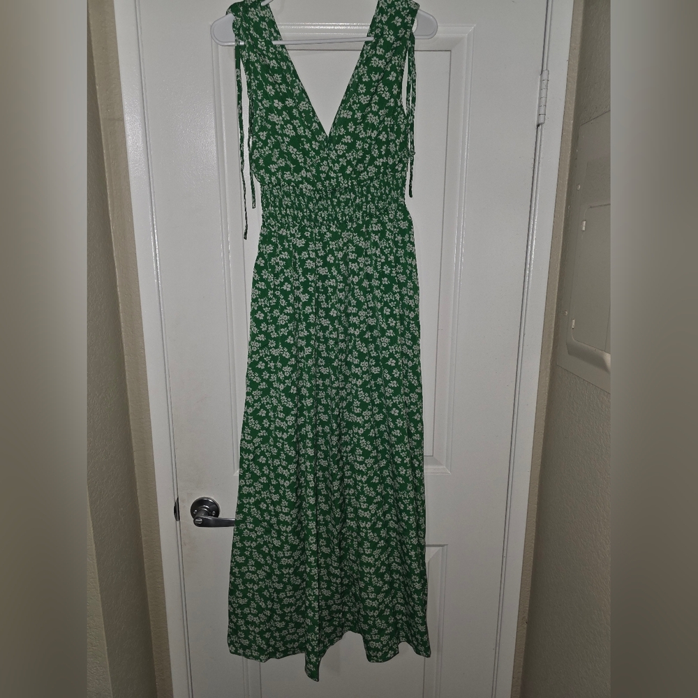 Cupshe Green Floral Maxi Dress Tie Strap Flowy Summer Small NWOT - Picture 4 of 4